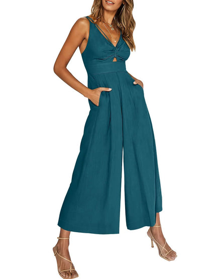 💟Kreieren Sie Ihren einzigartigen Charme mit unserem V-Ausschnitt-Jumpsuit mit hoher Taille und seien Sie der Mittelpunkt auf jeder Party!💟