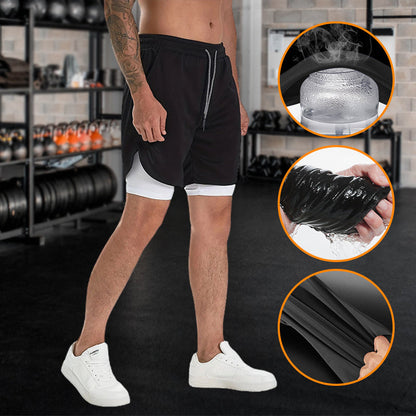 ✨Herren Sport Shorts Laufshorts 2 in 1 Kurze Running Sporthose Fitness Training🔥（57% Rabatt）