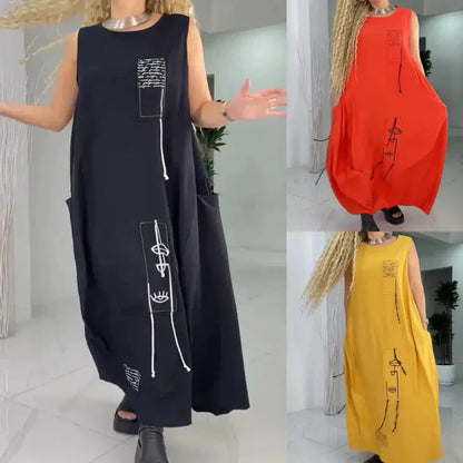 💥Nur für kurze Zeit 56% Rabatt💃Lässiges ärmelloses Maxikleid für Damen in Übergrößen